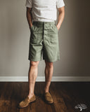 orSlow Summer Fatigue Shorts - Green Herringbone Twill