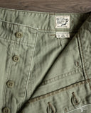 orSlow Summer Fatigue Shorts - Green Herringbone Twill