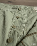 orSlow Summer Fatigue Shorts - Green Herringbone Twill
