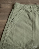 orSlow Summer Fatigue Shorts - Green Herringbone Twill