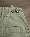 orSlow Summer Fatigue Shorts - Green Herringbone Twill