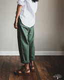 orSlow Women's Short Length Fatigue Pants - Green Used Wash