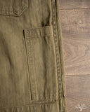 Pure Blue Japan 1179-OLV Sulfur Dyed Herringbone Work Shorts - Olive
