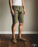 Pure Blue Japan 1179-OLV Sulfur Dyed Herringbone Work Shorts - Olive