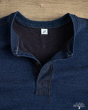 Pure Blue Japan 11oz Super Heavyweight Jersey Henley Sweatshirt - Indigo