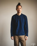 Pure Blue Japan 11oz Super Heavyweight Jersey Henley Sweatshirt - Indigo