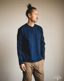 Pure Blue Japan 11oz Super Heavyweight Jersey Henley Sweatshirt - Indigo
