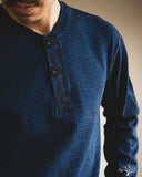 Pure Blue Japan 11oz Super Heavyweight Jersey Henley Sweatshirt - Indigo