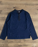 Pure Blue Japan 11oz Super Heavyweight Jersey Henley Sweatshirt - Indigo