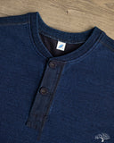 Pure Blue Japan 11oz Super Heavyweight Jersey Henley Sweatshirt - Indigo