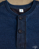 Pure Blue Japan 11oz Super Heavyweight Jersey Henley Sweatshirt - Indigo