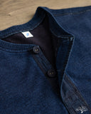 Pure Blue Japan 11oz Super Heavyweight Jersey Henley Sweatshirt - Indigo