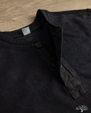 Pure Blue Japan 11oz Super Heavyweight Jersey Henley Sweatshirt - Indigo Overdyed Black