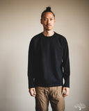 Pure Blue Japan 11oz Super Heavyweight Jersey Raglan Sweatshirt - Indigo Overdyed Black