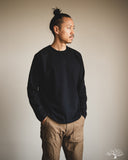 Pure Blue Japan 11oz Super Heavyweight Jersey Raglan Sweatshirt - Indigo Overdyed Black