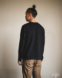 Pure Blue Japan 11oz Super Heavyweight Jersey Raglan Sweatshirt - Indigo Overdyed Black