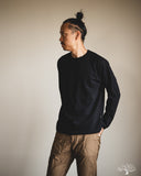 Pure Blue Japan 11oz Super Heavyweight Jersey Raglan Sweatshirt - Indigo Overdyed Black
