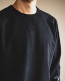 Pure Blue Japan 11oz Super Heavyweight Jersey Raglan Sweatshirt - Indigo Overdyed Black