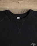 Pure Blue Japan 11oz Super Heavyweight Jersey Raglan Sweatshirt - Indigo Overdyed Black