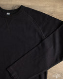 Pure Blue Japan 11oz Super Heavyweight Jersey Raglan Sweatshirt - Indigo Overdyed Black