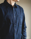 Pure Blue Japan Jacquard Boro Patchwork Shirt - Double Indigo