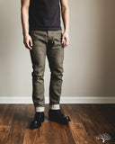 Pure Blue Japan 1170-2-OLV Sashiko Pants Relaxed Taper - Olive x Olive