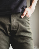 Pure Blue Japan 1170-2-OLV Sashiko Pants Relaxed Taper - Olive x Olive