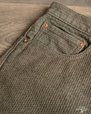 Pure Blue Japan 1170-2-OLV Sashiko Pants Relaxed Taper - Olive x Olive