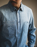 Pure Blue Japan Selvedge Chambray Double Pocket Shirt - Indigo Used Wash