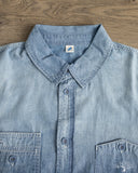 Pure Blue Japan Selvedge Chambray Double Pocket Shirt - Indigo Used Wash