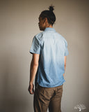 Pure Blue Japan Selvedge Chambray Double Pocket Short-Sleeve Shirt - Indigo Used Wash