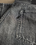 Pure Blue Japan USED-003-BK 14oz Natural Used Wash Regular Straight Selvedge Denim - Black x White