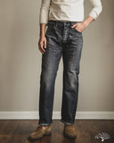 Pure Blue Japan USED-003-BK 14oz Natural Used Wash Regular Straight Selvedge Denim - Black x White