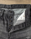 Pure Blue Japan USED-019-BK 14oz Natural Used Wash Relaxed Tapered Selvedge Denim - Black x White