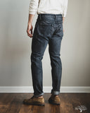 Pure Blue Japan USED-019-BK 14oz Natural Used Wash Relaxed Tapered Selvedge Denim - Black x White