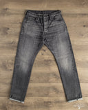 Pure Blue Japan USED-019-BK 14oz Natural Used Wash Relaxed Tapered Selvedge Denim - Black x White