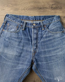 Pure Blue Japan USED-019-ID 14oz Natural Used Wash Relaxed Tapered Selvedge Denim - Indigo x White