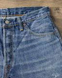 Pure Blue Japan USED-019-ID 14oz Natural Used Wash Relaxed Tapered Selvedge Denim - Indigo x White