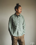 Rite Stuff Railhead Engineer Selvedge Work Shirt Salt & Pepper - Sage Green