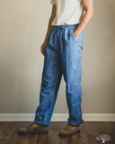 Seuvas - Cotton-Linen Chambray Tapered 2-Tuck Pants - Blue