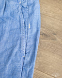 Seuvas - Cotton-Linen Chambray Tapered 2-Tuck Pants - Blue