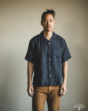 Seuvas Linen Open Collar Shirt - Navy