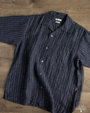 Seuvas Linen Open Collar Shirt - Navy