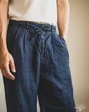 Seuvas - Linen Tapered 2-Tuck Pants - Navy