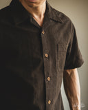 Studio D'Artisan Amami-Mud Dyed Open-Collar Shirt - Dark Brown