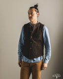 Studio D'Artisan Amami Mud-Dyed Sashiko Vest - Dark Brown