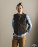 Studio D'Artisan Amami Mud-Dyed Sashiko Vest - Dark Brown