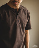 Studio D'Artisan Ishikawadai Tubular Jersey Henley T-Shirt - Charcoal Black