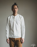 Studio d' Artisan Suvin Gold Loopwheel Long-Sleeve Henley Tee - White