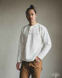 Studio d' Artisan Suvin Gold Loopwheel Long-Sleeve Henley Tee - White